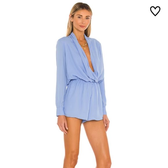 NWT Superdown kaycie drape neck romper in blue size small - Picture 2 of 7